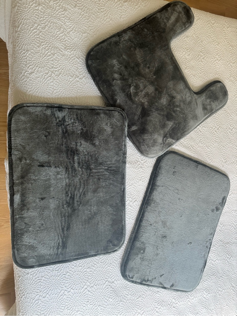 Gorilla Grip 3-Piece Gray Bathroom Rug Bath Mat Set